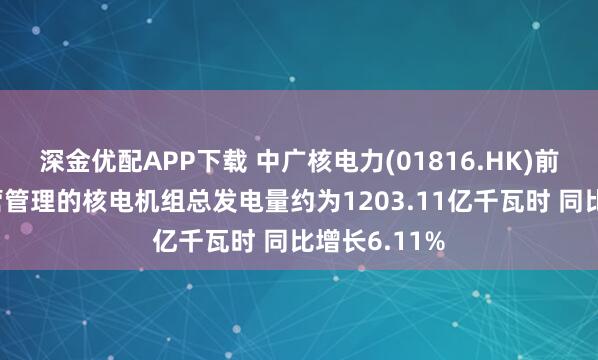 深金优配APP下载 中广核电力(01816.HK)前6月集团运营管理的核电机组总发电量约为1203.11亿千瓦时 同比增长6.11%