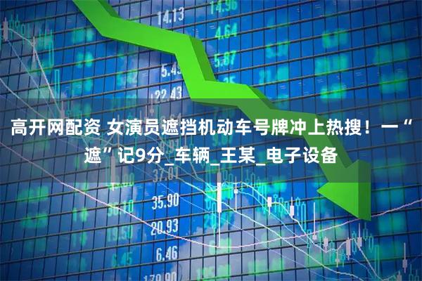 高开网配资 女演员遮挡机动车号牌冲上热搜！一“遮”记9分_车辆_王某_电子设备